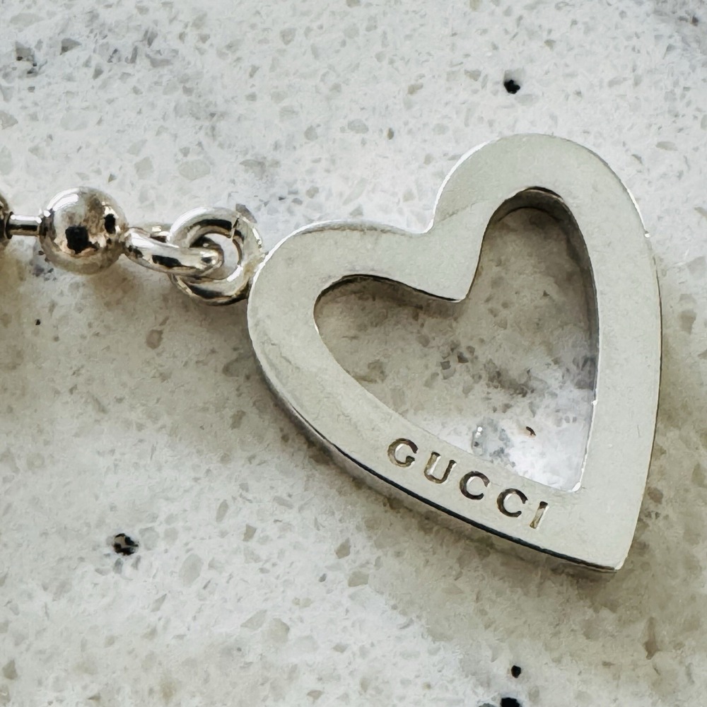 Gucci Sterling Silver Heart Ball Chain Toggle Bracelet Genuine Signed - Picture 4 of 16
